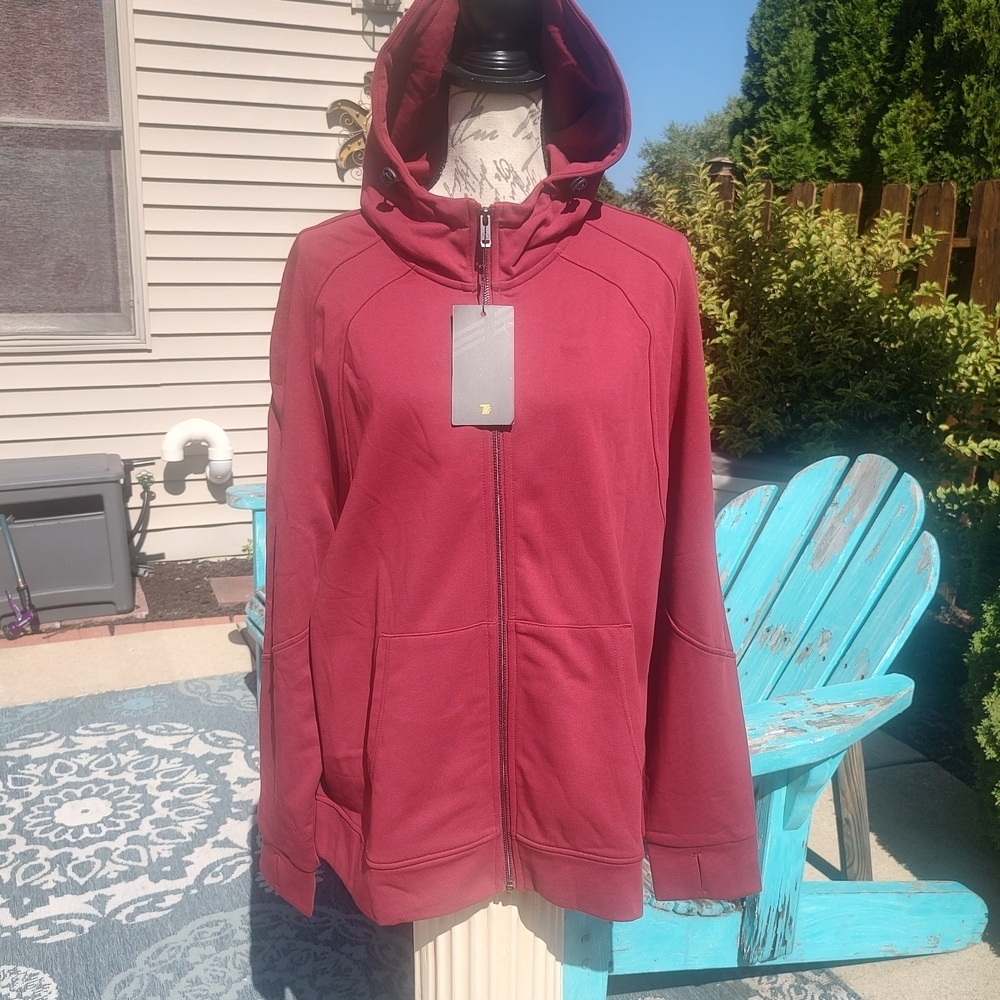 TBY Stylish Men's XXL Burgundy Zip-Up Hoodie NWT - Picture 2 of 10